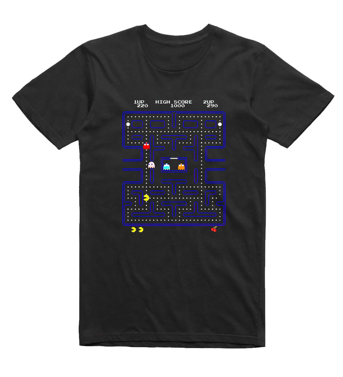 pac-man chomping t-shirt black retro gamer tee