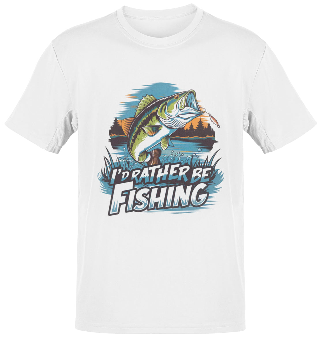 I'd Rather Be Fishing Funny T-Shirt - White