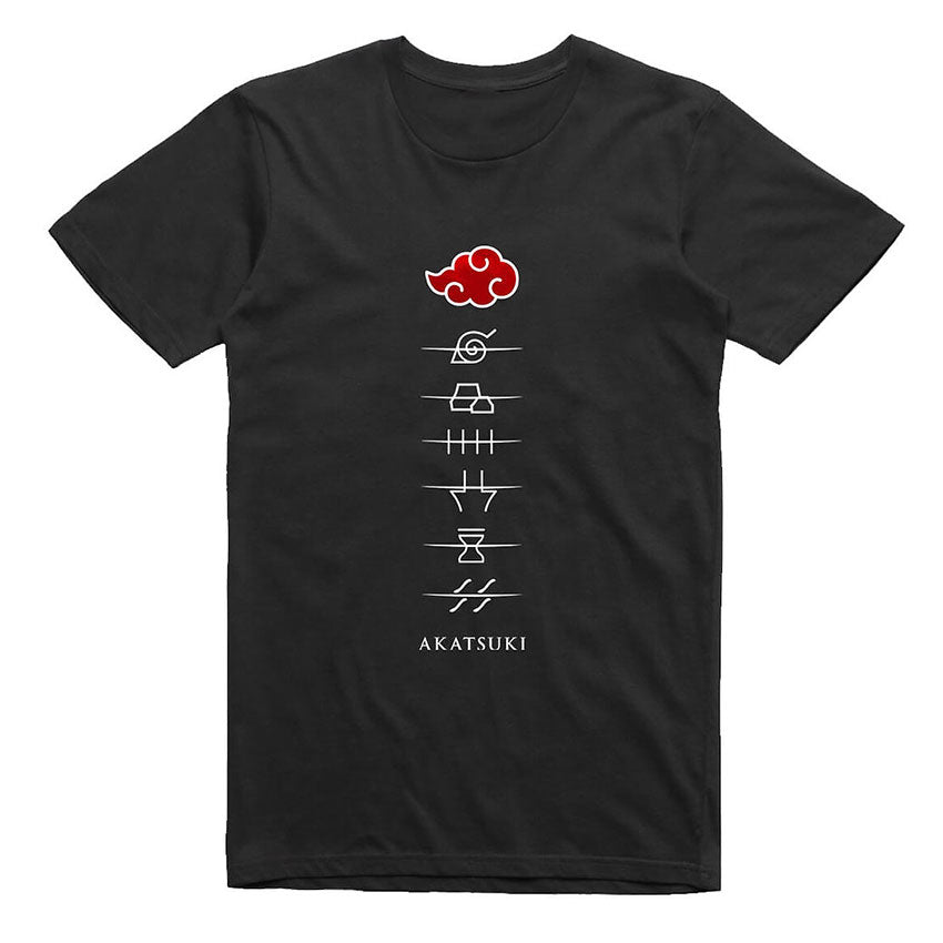 naruto akatsuki t-shirt black red cloud anime tee