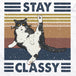 Funny Stay Classy T-Shirt white retro cat design
