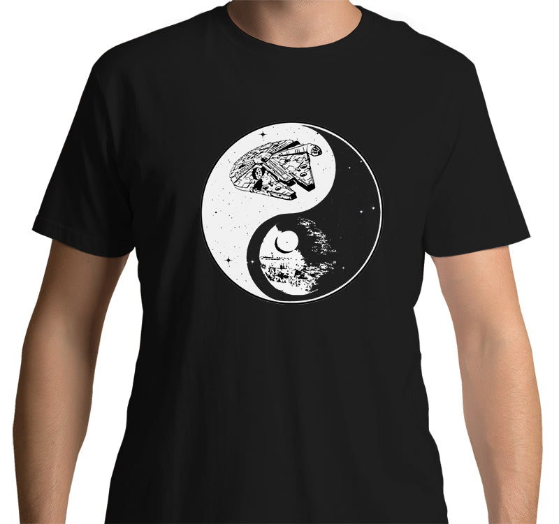T-shirt Vintage Star Wars Années 90 - Motif Death Star & Faucon Millenium - Taille L - Occasion Très Bon état