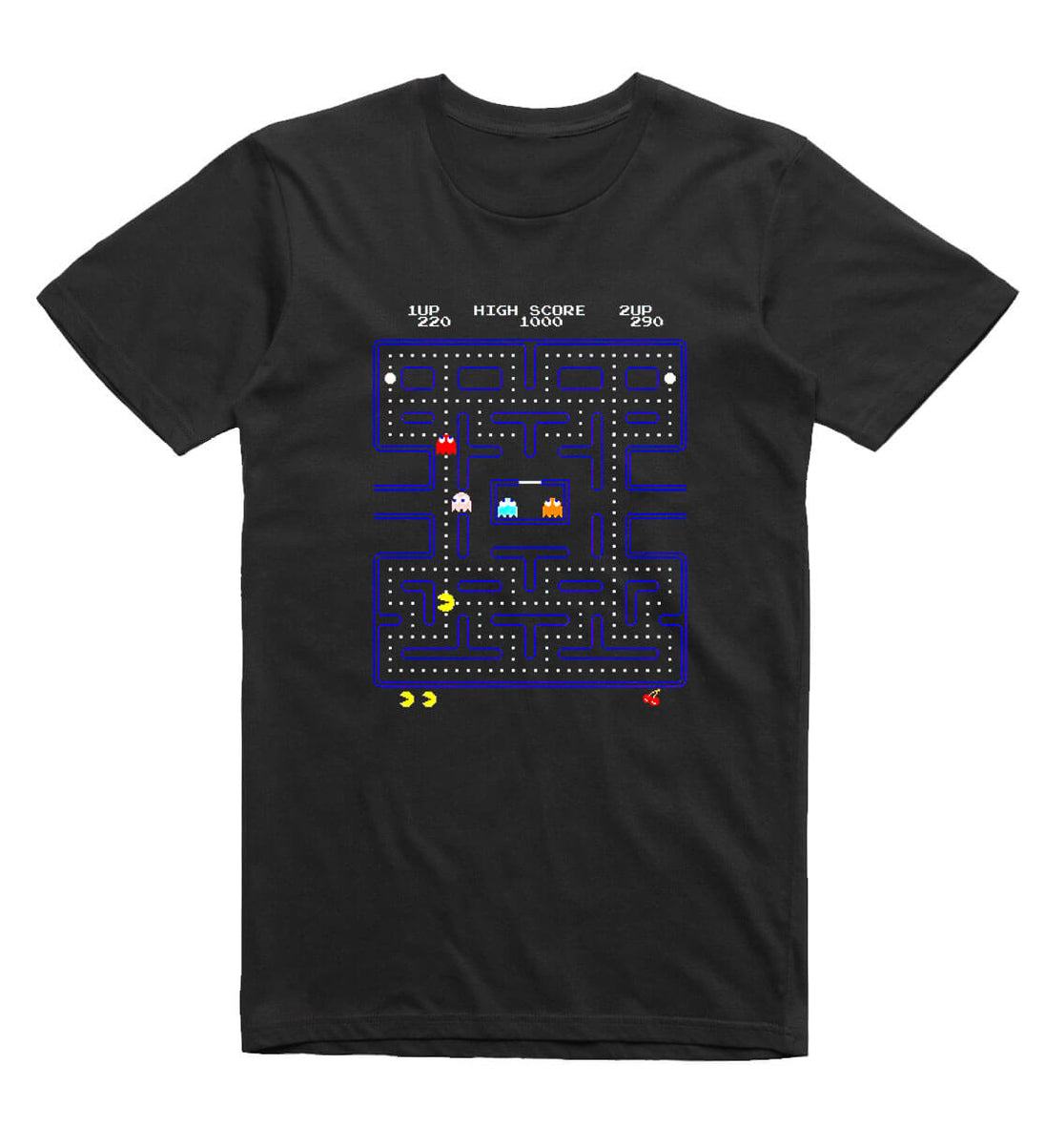 pac-man chomping t-shirt black retro gamer tee