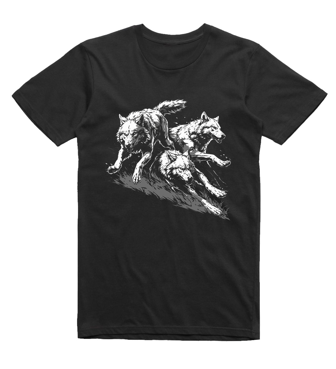 wolf run t-shirt black fierce wolf wildlife graphic tee 