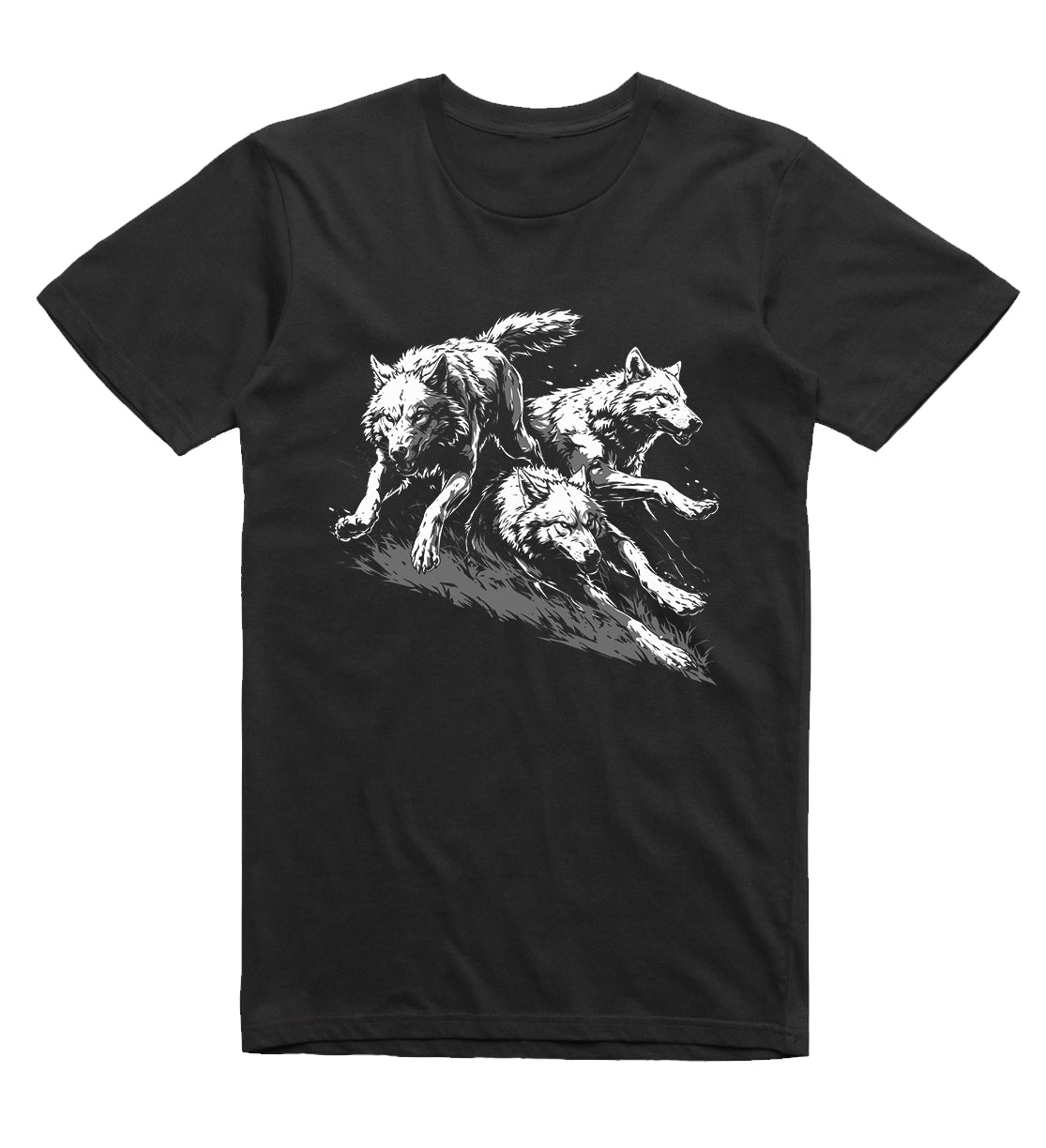wolf run t-shirt black fierce wolf wildlife graphic tee 