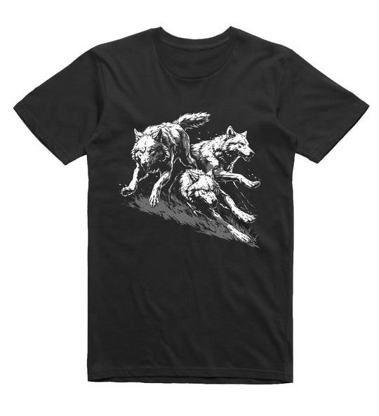 wolf run t-shirt black fierce wolf wildlife graphic tee 