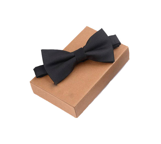 Plain Silk Bow Tie - Black