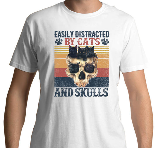 Cats and Skulls T-Shirt (White)