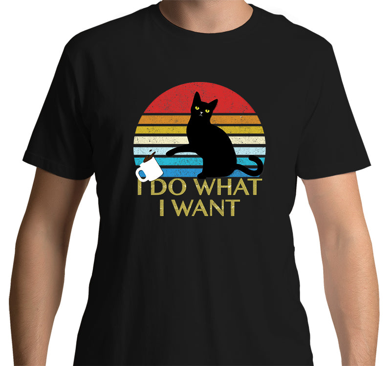 I do what I want: Cat T-shirt (Black)