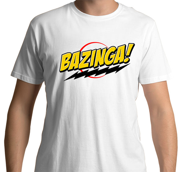 Big Bang Theory Bazinga T-Shirt white Sheldon Cooper catchphrase