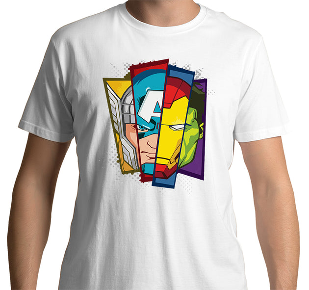 avengers classic t-shirt white marvel superhero team comic tee