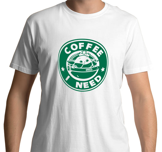 Coffee I need T-shirt: Baby Yoda (White)