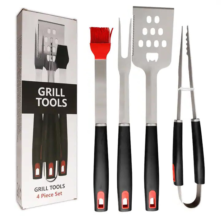 Mantality Grill Tools - 4 Piece Braai Set - Mantality