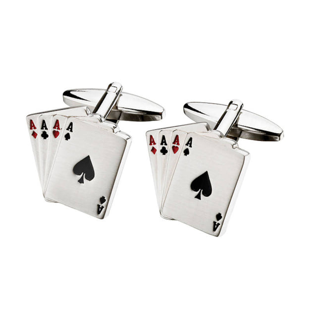 Poker Ace Cards Cufflinks Set