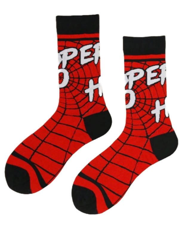 Superhero Spider Web Mens Crew Socks (Red)