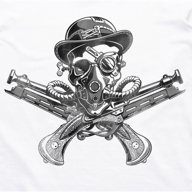 Retro Steampunk Skull T-Shirt (White)