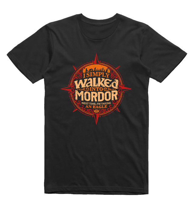 i simply walked into mordor t-shirt lord of the rings black cotton tee